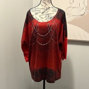 Plus Size Elegant Red Women's Top - Size 2X